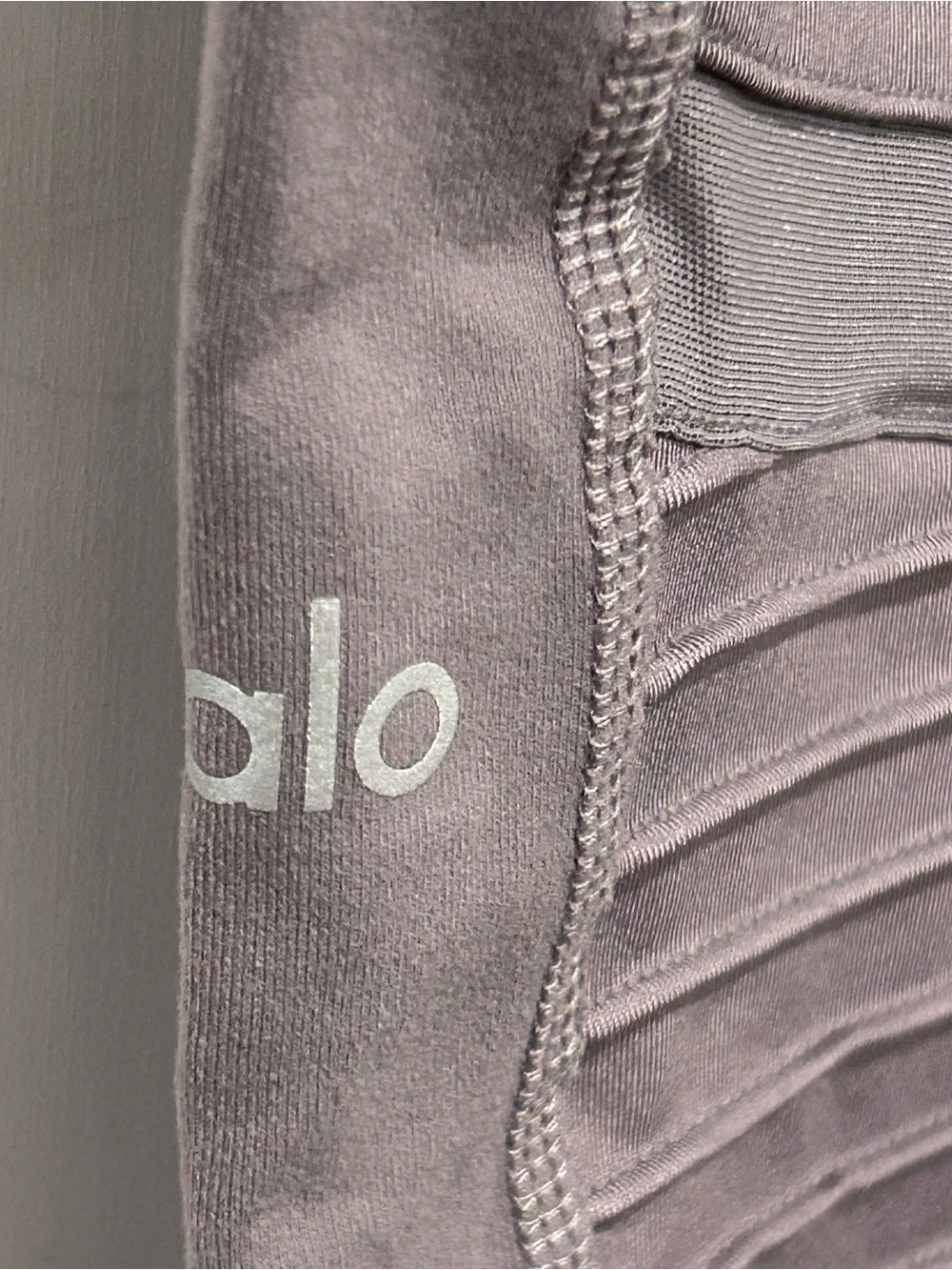 ALO Yoga Moto Leggings Grey Ribbed High Waisted Stretch Athleisure Gym Large